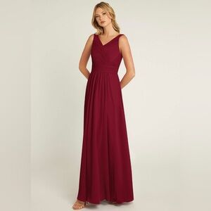 New AZAZIE PIERRETTE Burgundy A-Line Pleated Chiffon Dress A14 Bridesmaid